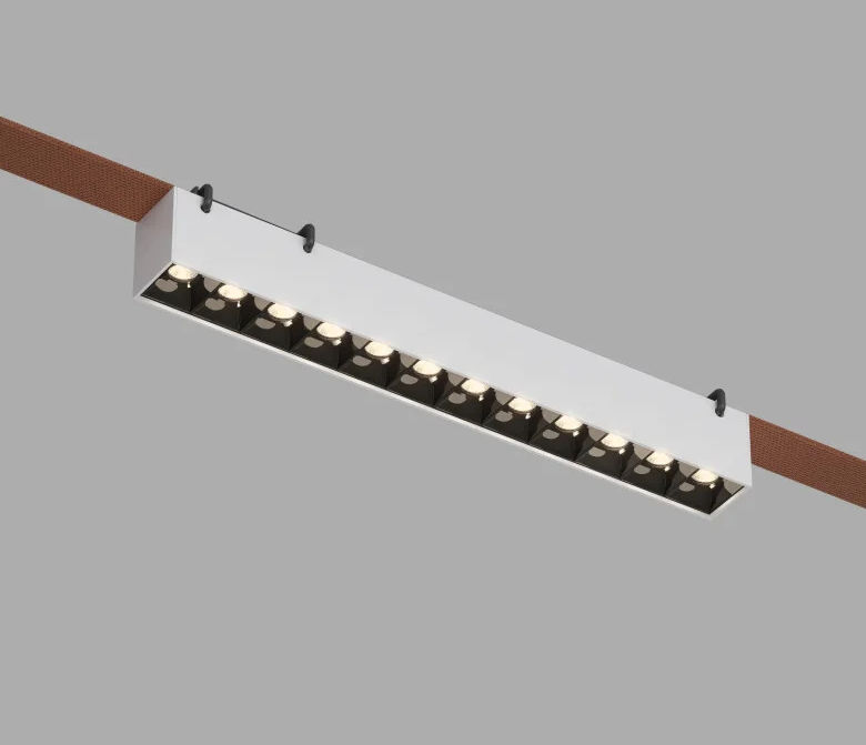 Denkirs DK55701-WB Трековый светильник Belty Grill со светодиодом L323mm H45mm 48V 12W 24° 3000K IP20 белый с черным алюминий