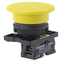 CHINT Кнопка управления "Грибок" Φ40мм самовозв. NP2-EC52 без подсветки, желтая 1НЗ, IP40 (R)