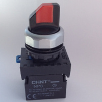 CHINT Переключатель без подсветки NP8-11X/214, 2 положения с фиксацией, красная 1НО+1НЗ IP65 (R)
