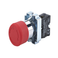 CHINT Кнопка управления "Грибок" Φ40мм фиксацией NP2-BS542 без подсветки красная 1НЗ, IP40 (R)
