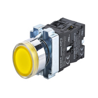 CHINT Кнопка управления NP2-BW3565 плоская, желтая, 1НО+1НЗ, AC/DC230В (LED), IP40 (R)