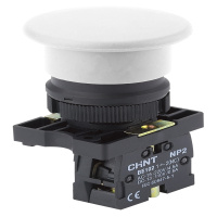 CHINT Кнопка управления "Грибок" Φ40мм самовозв. NP2-EC12 без подсветки, белая 1НЗ, IP40 (R)