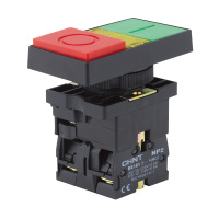 CHINT Двойная кнопка NP2-EW8465 черный корпус, 1НО+1НЗ, AC/DC220В (LED), IP40 (R)