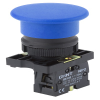 CHINT Кнопка управления "Грибок" Φ40мм самовозв. NP2-EC52 без подсветки, синяя 1НЗ, IP40 (R)