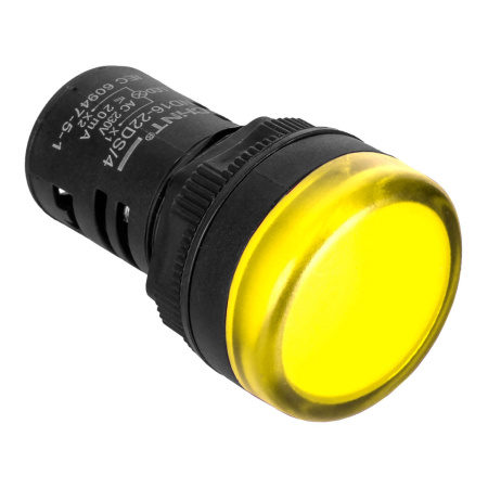 CHINT Индикатор ND16-22DS/2C желтый, компактный, встр. резистор, IP65 АС/DC24В (R)   