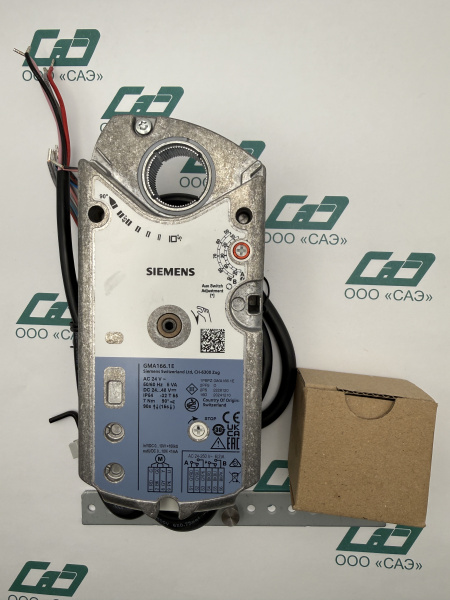 GMA166.1E : Привод воздушной заслонки поворотного типа, AC/DC 24 В, DC 0…10 В настраиваемый, 7 Нм, с пружинным возвратом 90/15 с, 2 переключателя (BPZ:GMA166.1E), Siemens