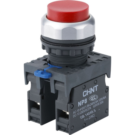 CHINT Кнопка выступающая NP8-11GN/4 без подсветки, красная 1НО+1НЗ IP65 (R)