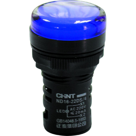 CHINT Индикатор ND16-22DS/4C синий, компактный, встр. конденсатор, IP65 АС230В (R)   