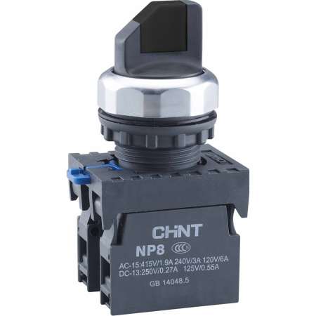 CHINT Переключатель без подсветки NP8-01X/213, 2 положения фиксацией, зеленый, 1НЗ, IP65 (R)