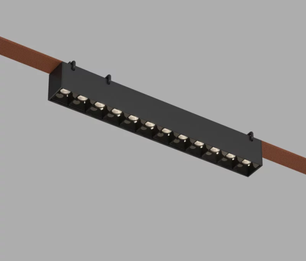 Denkirs DK5571-BK Трековый светильник Belty Grill со светодиодом L323mm H45mm 48V 12W 24° 3000K IP20 черный алюминий