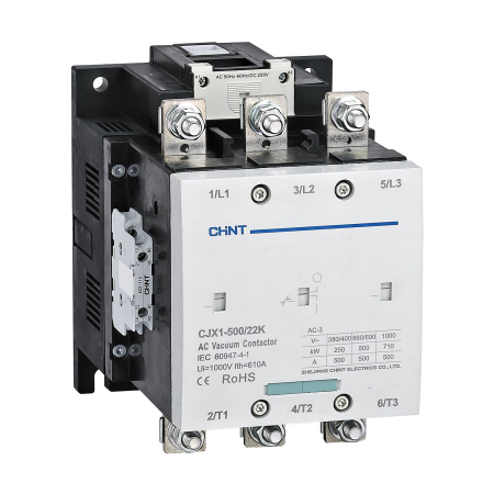 CHINT Контактор вакуумный CJX1-500/22K 500А(АС3) 2НО+2НЗ AC/DC 110В 50/60Гц