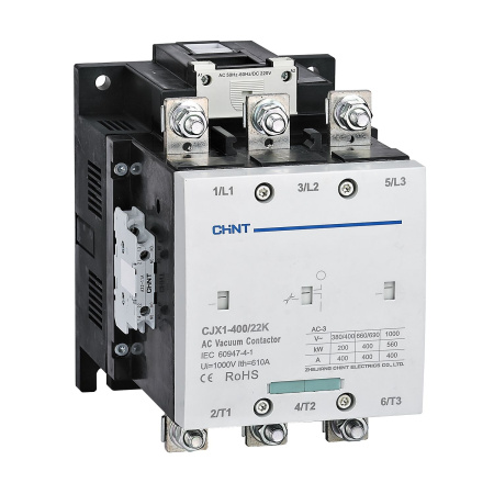 CHINT Контактор вакуумный CJX1-400/22K 400А(АС3) 2НО+2НЗ AC/DC 110В 50/60Гц