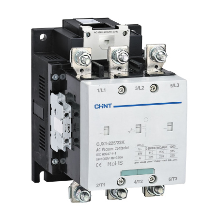 CHINT Контактор вакуумный CJX1-225/22K 225А(АС3) 2НО+2НЗ AC/DC 380В 50/60Гц