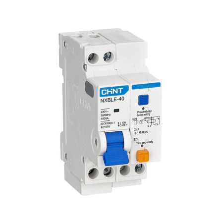 CHINT Диф. автомат NXBLE-40 1P+N 20A, х-ка C 10mA, электронный тип AС, х-ка С, 4.5kA