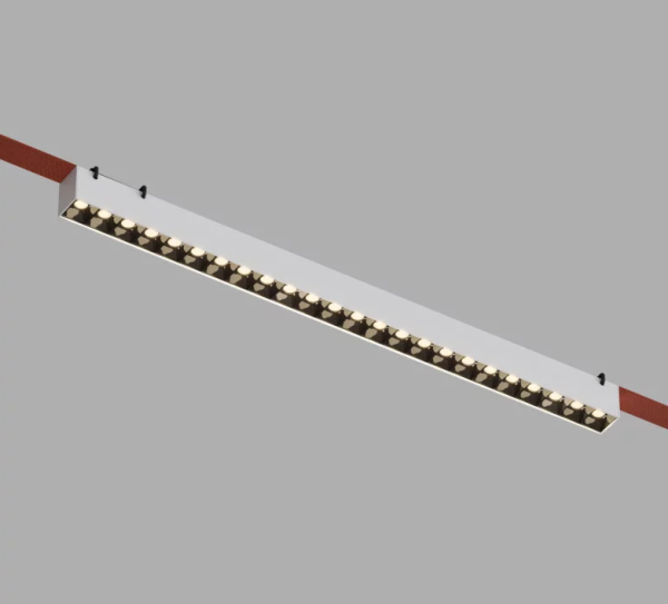 Denkirs DK5573-WB Трековый светильник Belty Grill со светодиодом L642mm H45mm 48V 24W 24° 3000K IP20 белый с черным алюминий