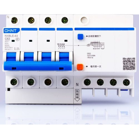 CHINT Диф. автомат NXBLE-63 4P C25 30mA тип AC  6kA
