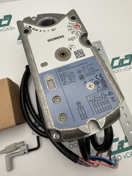 GMA126.1E : Привод воздушной заслонки поворотного типа, AC/DC 24 В, 2-точечный, 7 Нм, с пружинным возвратом 90/15 с, 2 переключателя (BPZ:GMA126.1E), Siemens