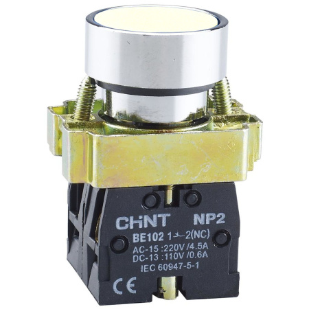 CHINT Кнопка управления NP2-BA11 без подсветки белая, 1НО, IP40 (R)