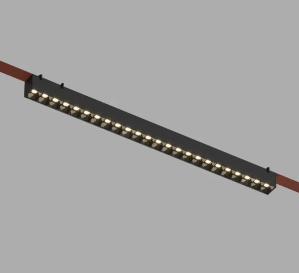 Denkirs DK5573-BK Трековый светильник Belty Grill со светодиодом L642mm H45mm 48V 24W 24° 3000K IP20 черный алюминий