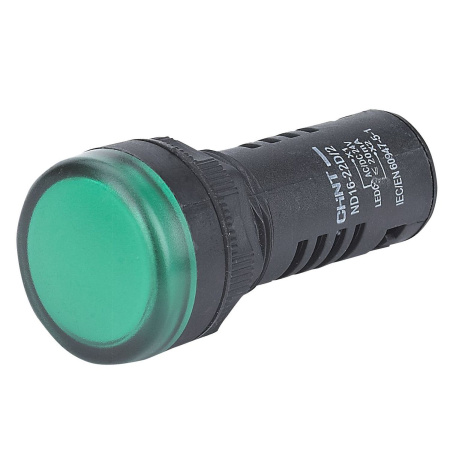 CHINT Индикатор ND16-22D/2C зеленый, встр. резистор, IP65 АС/DC230В (R)   